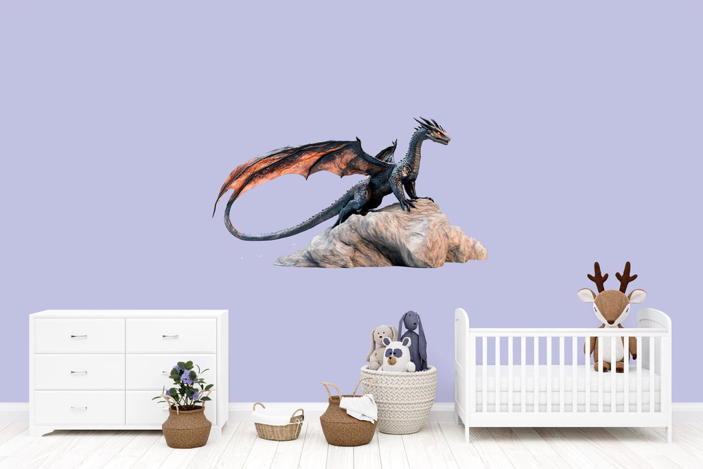 Majestic Dragon Wall Decal Fantasy Dragon Sticker Mythical Creature Wall Art For Kids Room Bedroom Playroom Decor