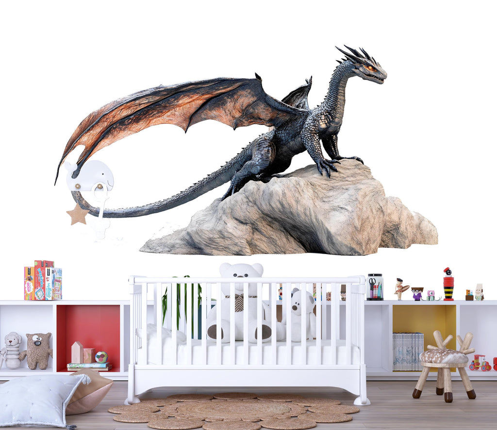 Majestic Dragon Wall Decal Fantasy Dragon Sticker Mythical Creature Wall Art For Kids Room Bedroom Playroom Decor