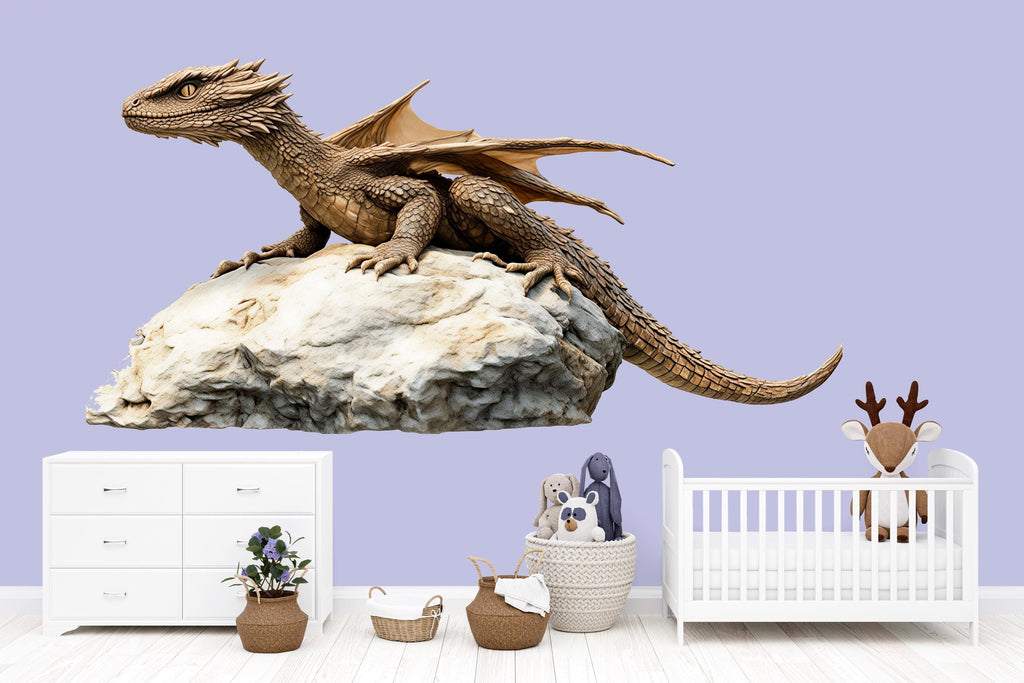 Gentle Dragon Wall Decal Fantasy Dragon Sticker Mythical Creature Wall Art For Kids Room Nursery Playroom Decor