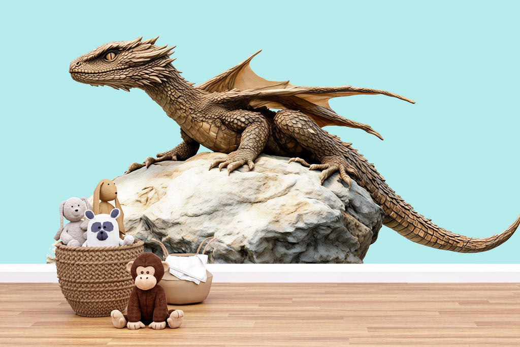 Gentle Dragon Wall Decal Fantasy Dragon Sticker Mythical Creature Wall Art For Kids Room Nursery Playroom Decor
