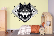 Load image into Gallery viewer, Geometric Wolf Wall Decal Wolf Head Sticker Modern Tribal Wolf Wall Art Peel And Stick Wolf Decor Bedroom Office Living Room
