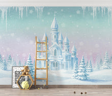 Load image into Gallery viewer, Frozen Ice Castle Wallpaper | 3D Winter Wonderland Wall Mural