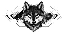 Load image into Gallery viewer, Geometric Wolf Wall Decal Modern Wolf Head Sticker Office Wall Art Black White Wolf Decor Peel And Stick Wall Decal