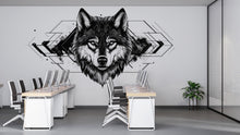 Load image into Gallery viewer, Geometric Wolf Wall Decal Modern Wolf Head Sticker Office Wall Art Black White Wolf Decor Peel And Stick Wall Decal