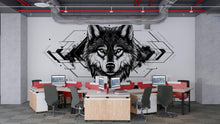 Load image into Gallery viewer, Geometric Wolf Wall Decal Modern Wolf Head Sticker Office Wall Art Black White Wolf Decor Peel And Stick Wall Decal