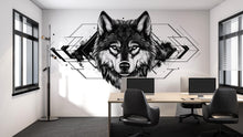 Load image into Gallery viewer, Geometric Wolf Wall Decal Modern Wolf Head Sticker Office Wall Art Black White Wolf Decor Peel And Stick Wall Decal