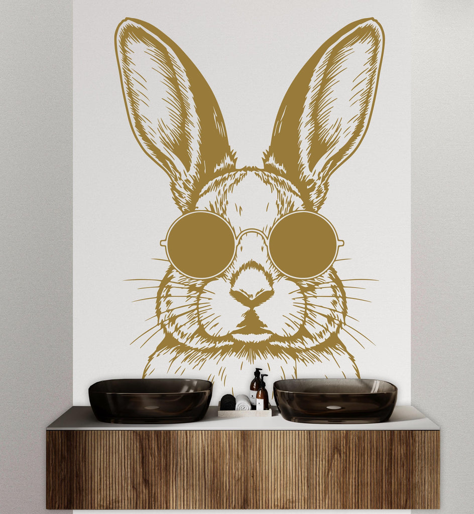 Rabbit Sunglasses Wall Decal, Rabbit Decor, Bathroom stickers