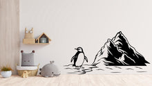 Load image into Gallery viewer, Penguin Mountain Wall Decal – Cute Minimalist Penguin Vinyl Sticker – Nursery Kids Room Animal Wall Art - Antarctic Wall Art Decal 730LU