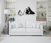 Load image into Gallery viewer, Penguin Mountain Wall Decal – Cute Minimalist Penguin Vinyl Sticker – Nursery Kids Room Animal Wall Art - Antarctic Wall Art Decal 730LU