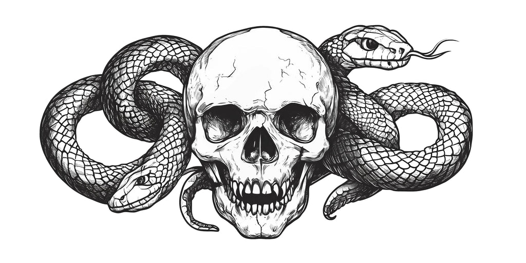 Skull And Snake Wall Decal Gothic Skull Wall Art Serpent Wall Sticker Dark Modern Decor Peel And Stick Wall Decal