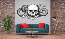 Load image into Gallery viewer, Skull And Snake Wall Decal Gothic Skull Wall Art Serpent Wall Sticker Dark Modern Decor Peel And Stick Wall Decal