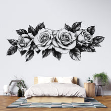 Load image into Gallery viewer, Black And White Rose Wall Decal Floral Wall Art Rose Wall Sticker Minimalist Bedroom Decor Peel And Stick Wall Decal