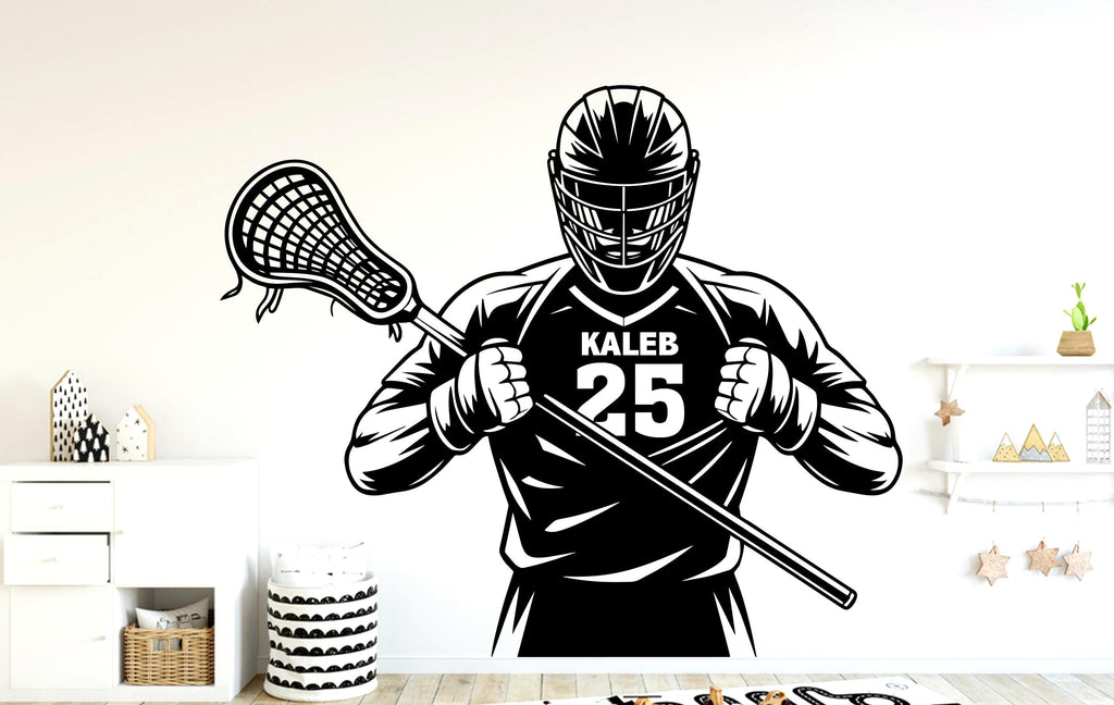 Custom Name Lacrosse Wall Decal, Kids Room Decor