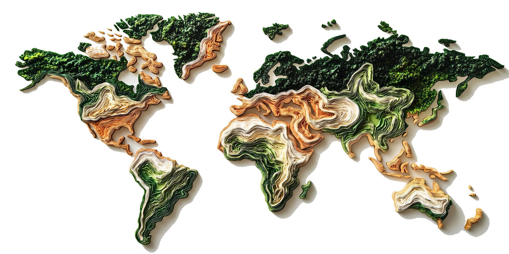 Layered World Map Wall Decal Sticker | 3D Topographic Earth Map Wall Art | Peel And Stick World Map Decor For Modern Home