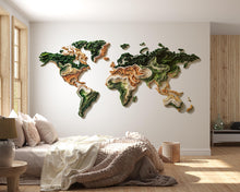 Load image into Gallery viewer, Layered World Map Wall Decal Sticker | 3D Topographic Earth Map Wall Art | Peel And Stick World Map Decor For Modern Home