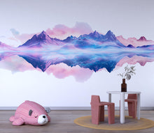 Load image into Gallery viewer, Pastel Mountain Wall Decal Sticker | Dreamy Landscape Wall Art | Watercolor Mountain Reflection Nursery Decor | Peel And Stick