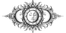 Load image into Gallery viewer, Celestial Sun And Moon Wall Decal Boho Wall Art Astrology Wall Sticker Sun Moon Face Bedroom Wall Decor Peel And Stick Wall Decal