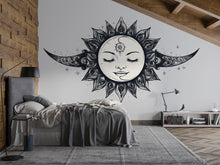 Load image into Gallery viewer, Celestial Moon Face Wall Decal Boho Wall Art Moon Goddess Wall Sticker Astrology Bedroom Decor Peel And Stick Sun Moon Wall Decal
