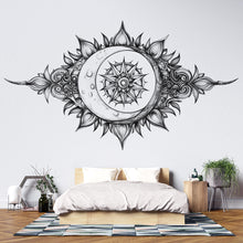 Load image into Gallery viewer, Celestial Crescent Moon Mandala Wall Decal Astrology Boho Bedroom Wall Art Peel And Stick Moon Phase Wall Sticker