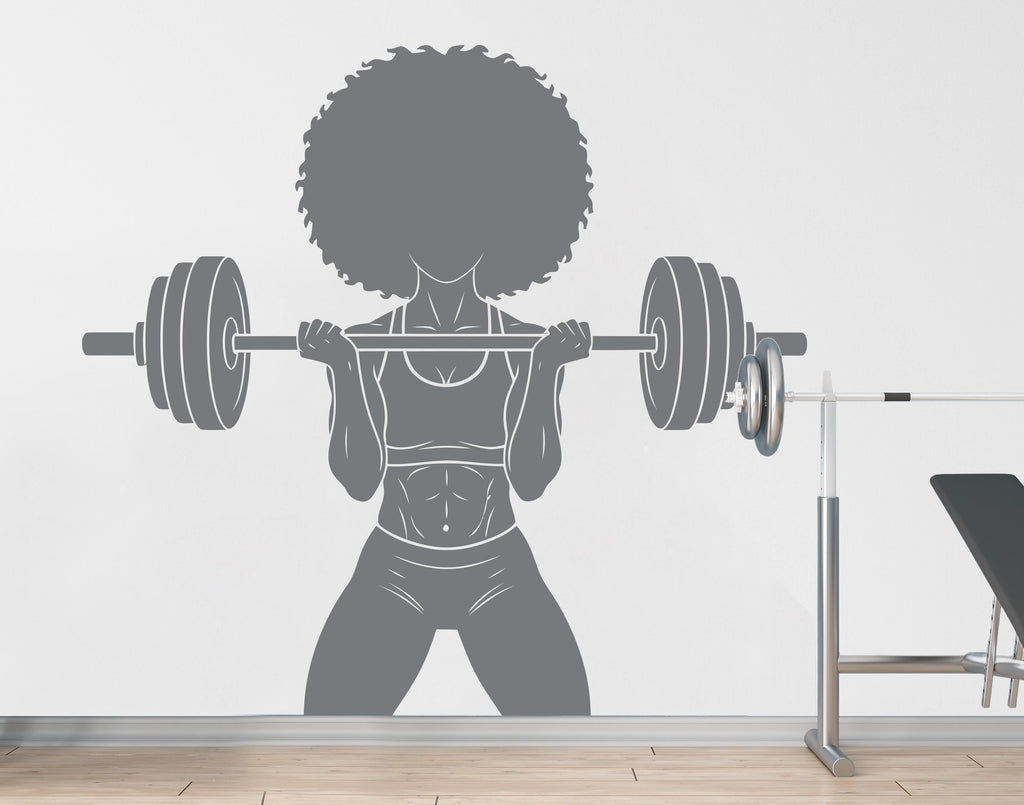 Girl in Gym Wall Decal Power fitness Women Squat Decor Workout Art Vinyl Wall Stickers Bedroom 265DE