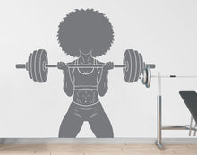 Load image into Gallery viewer, Girl in Gym Wall Decal Power fitness Women Squat Decor Workout Art Vinyl Wall Stickers Bedroom 265DE