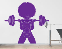 Load image into Gallery viewer, Girl in Gym Wall Decal Power fitness Women Squat Decor Workout Art Vinyl Wall Stickers Bedroom 265DE