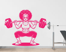Load image into Gallery viewer, Afro American Girl Locs Gym Wall Decal Power fitness Women Squat Decor Workout Art Vinyl Wall Stickers Bedroom 262DE