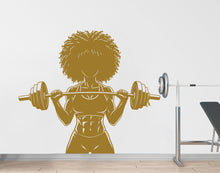 Load image into Gallery viewer, Afro American Girl Locs Gym Wall Decal Power fitness Women Squat Decor Workout Art Vinyl Wall Stickers Bedroom 261DE