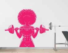 Load image into Gallery viewer, Afro American Girl Locs Gym Wall Decal Power fitness Women Squat Decor Workout Art Vinyl Wall Stickers Bedroom 261DE
