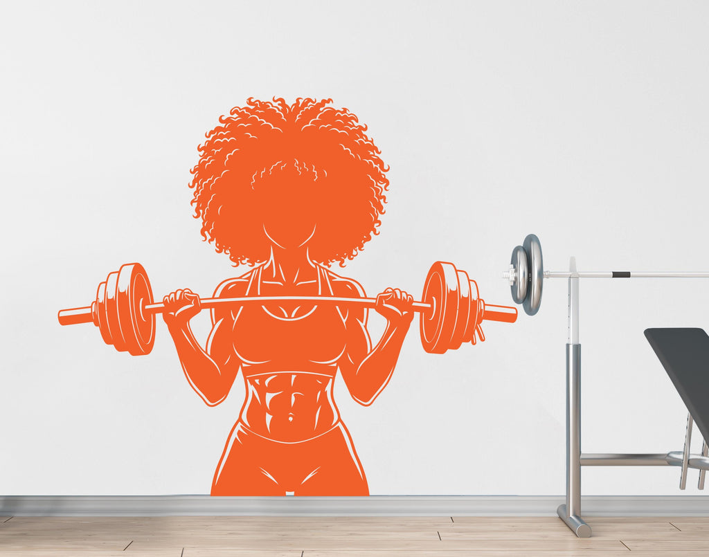 Afro American Girl Locs Gym Wall Decal Power fitness Women Squat Decor Workout Art Vinyl Wall Stickers Bedroom 261DE