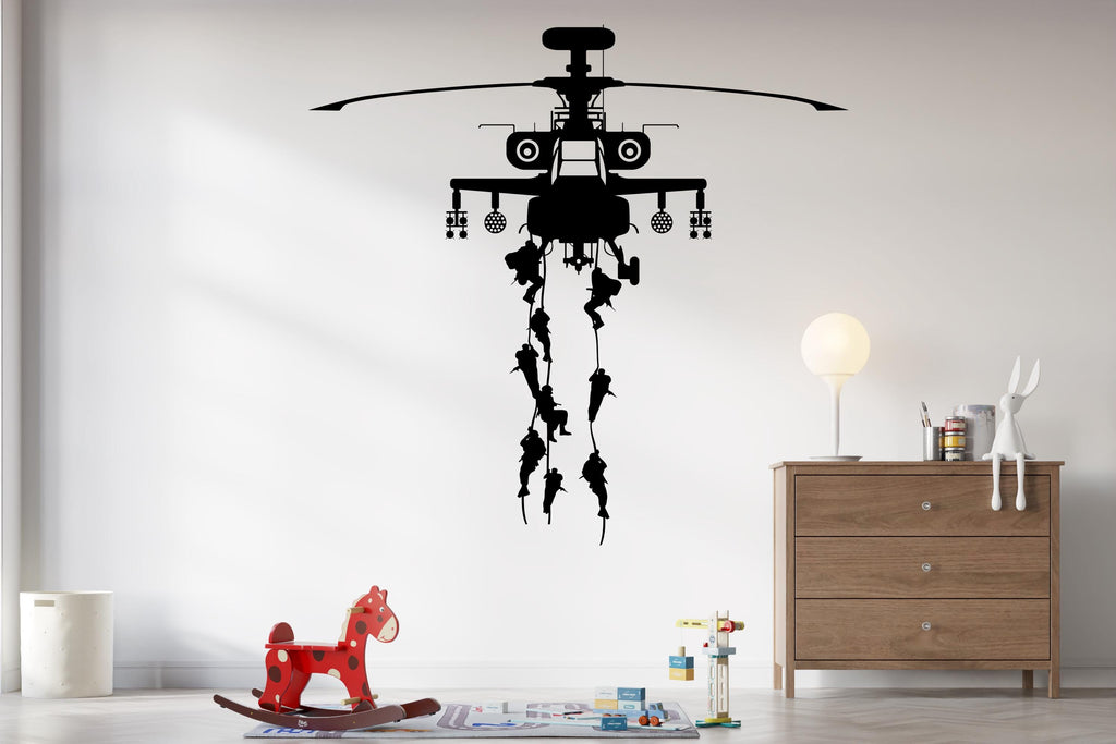 US Military Wall Decal Hero Soldier Army Helicopter Custom Nursery Kids art decal Personalized Bedroom Room Wall Art Decal Stickers 720LU