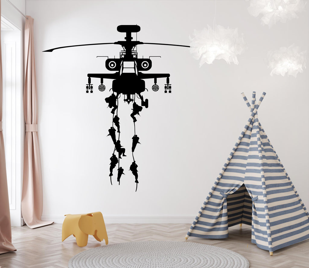 US Military Wall Decal Hero Soldier Army Helicopter Custom Nursery Kids art decal Personalized Bedroom Room Wall Art Decal Stickers 720LU