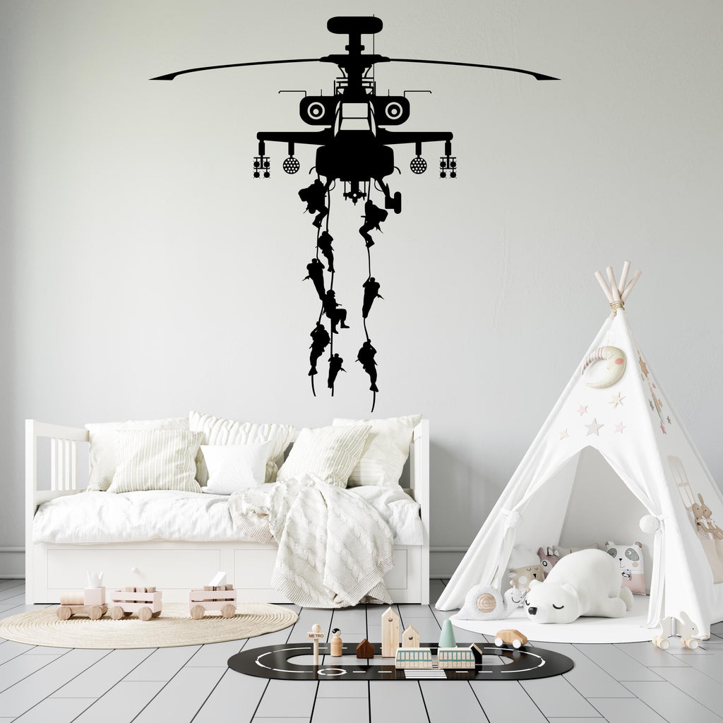 US Military Wall Decal Hero Soldier Army Helicopter Custom Nursery Kids art decal Personalized Bedroom Room Wall Art Decal Stickers 720LU