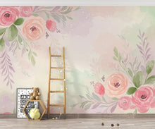 Load image into Gallery viewer, Magical Garden Watercolor Wallpaper – Pastel Floral Fairy-Tale Seamless Pattern, Soft Botanical Wall Art 268DE