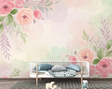 Load image into Gallery viewer, Magical Garden Watercolor Wallpaper – Pastel Floral Fairy-Tale Seamless Pattern, Soft Botanical Wall Art 268DE