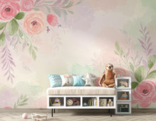 Load image into Gallery viewer, Magical Garden Watercolor Wallpaper – Pastel Floral Fairy-Tale Seamless Pattern, Soft Botanical Wall Art 268DE