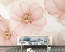 Load image into Gallery viewer, Couture Silk Floral Watercolor Wallpaper – Ultra-Luxury Panoramic Botanical Design in Blush, Champagne &amp; Ivory 269DE