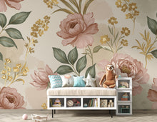 Load image into Gallery viewer, Antique Royal Garden Botanical Wallpaper – Premium Watercolor Floral Seamless Design in Blush, Sage &amp; Beige 270DE
