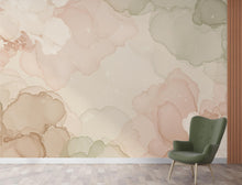 Load image into Gallery viewer, Museum Fresco Floral marble Watercolor Wallpaper – Ultra-Luxury Heirloom Botanical Panoramic Mural in Blush, Sage &amp; Ivory 273DE