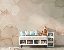 Load image into Gallery viewer, Museum Fresco Floral marble Watercolor Wallpaper – Ultra-Luxury Heirloom Botanical Panoramic Mural in Blush, Sage &amp; Ivory 273DE