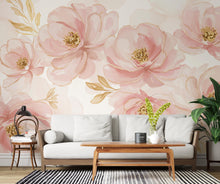 Load image into Gallery viewer, Couture Floral Watercolor Wallpaper – Ultra-Luxury Panoramic Botanical Design in Blush, Champagne &amp; Gold 275DE