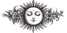 Load image into Gallery viewer, Celestial Moon Floral Mandala Wall Decal Boho Bedroom Wall Art Astrology Moon Face Peel And Stick Wall Sticker