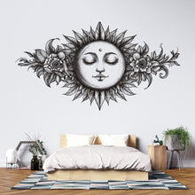 Load image into Gallery viewer, Celestial Moon Floral Mandala Wall Decal Boho Bedroom Wall Art Astrology Moon Face Peel And Stick Wall Sticker
