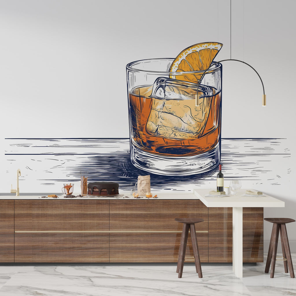 Whiskey Cocktail Wall Mural Bar Lounge Decor 402mv