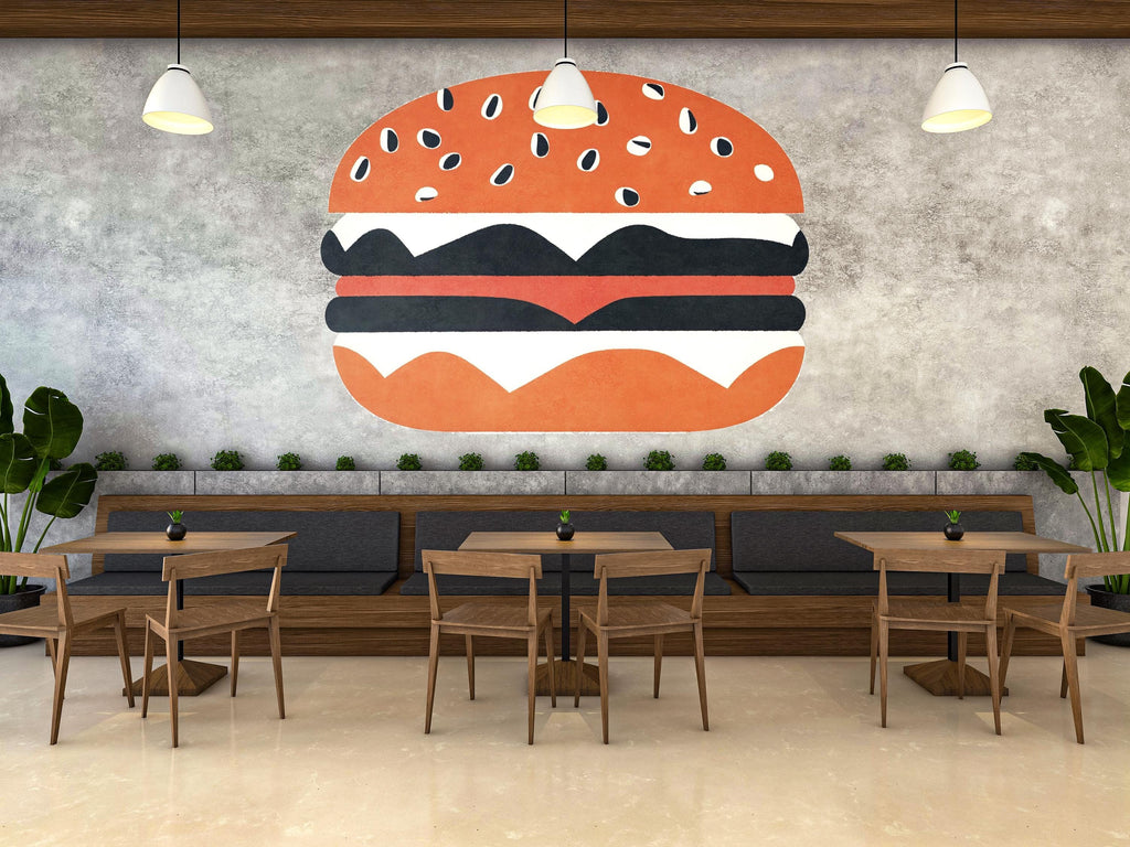Burger Wall Art Modern Restaurant Cafe Decor 405mv