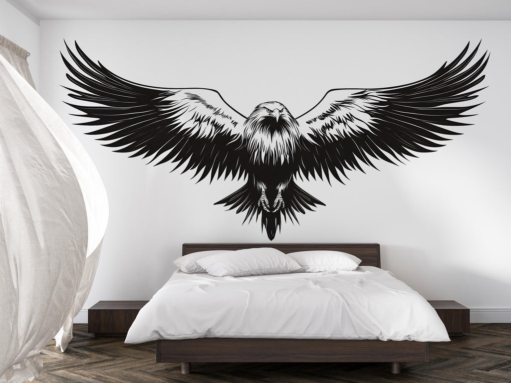 Soaring Eagle Wings Wall Decal Flying Eagle Wall Art Black Bird Peel And Stick Wall Sticker Modern Minimalist Home Decor