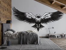 Load image into Gallery viewer, Soaring Eagle Wings Wall Decal Flying Eagle Wall Art Black Bird Peel And Stick Wall Sticker Modern Minimalist Home Decor