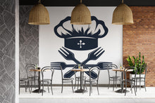 Load image into Gallery viewer, Chef Hat Wall Mural, Restaurant Kitchen Decor, Modern Food Wall Art, Cafe Interior Design 413mv