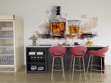 Load image into Gallery viewer, Whiskey Wall Mural, Bar Watercolor Art, Bourbon Bottle Wall Decor, Modern Bar Interior 415mv