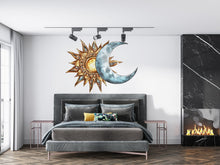 Load image into Gallery viewer, Sun and Moon Wall Mural, Celestial Wall Art, Boho Bedroom Decor, Mystic Home Design 423mv